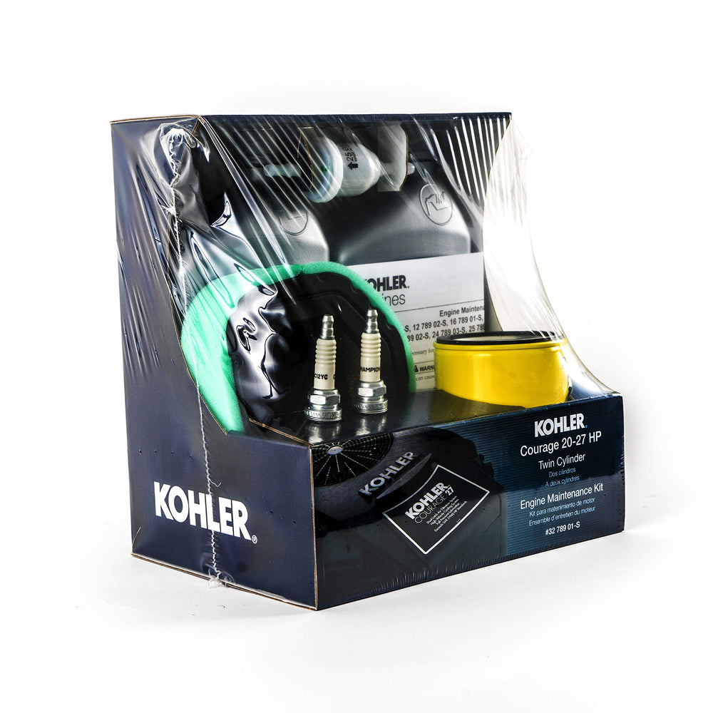 Kohler maintenance kit installed on a riding mower engine demonstrating proper fit and maintenance ease