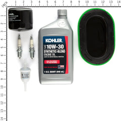 Kohler oil filter with 10W-30 oil close-up highlighting clean lubrication