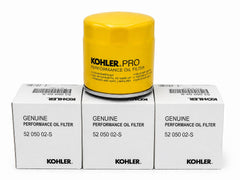 Kohler oil filter pack of three showing front packaging and part number for easy identification