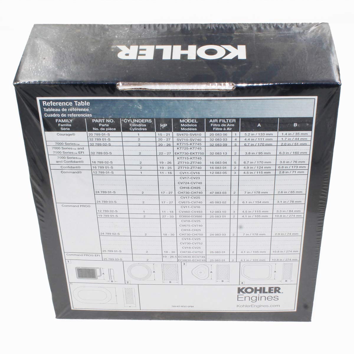 Kohler Pro Filter close-up showing filter media texture and seal for improved engine protection