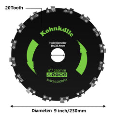 Kohnkdllc close-up of 80T carbide tip teeth for durable brush cutting