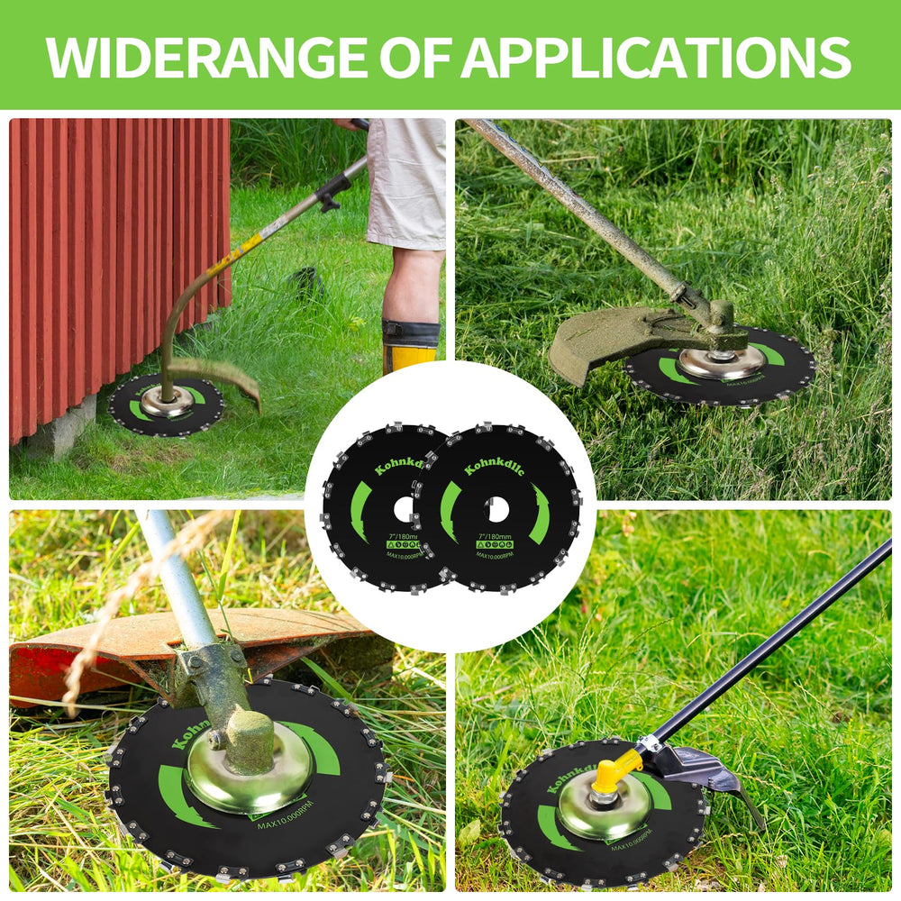 Kohnkdllc blades mounted on a straight-shaft trimmer demonstrating fit and use
