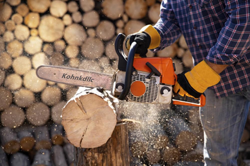 Kohnkdllc chains and bar in yard with saw, ready for heavy-duty tasks