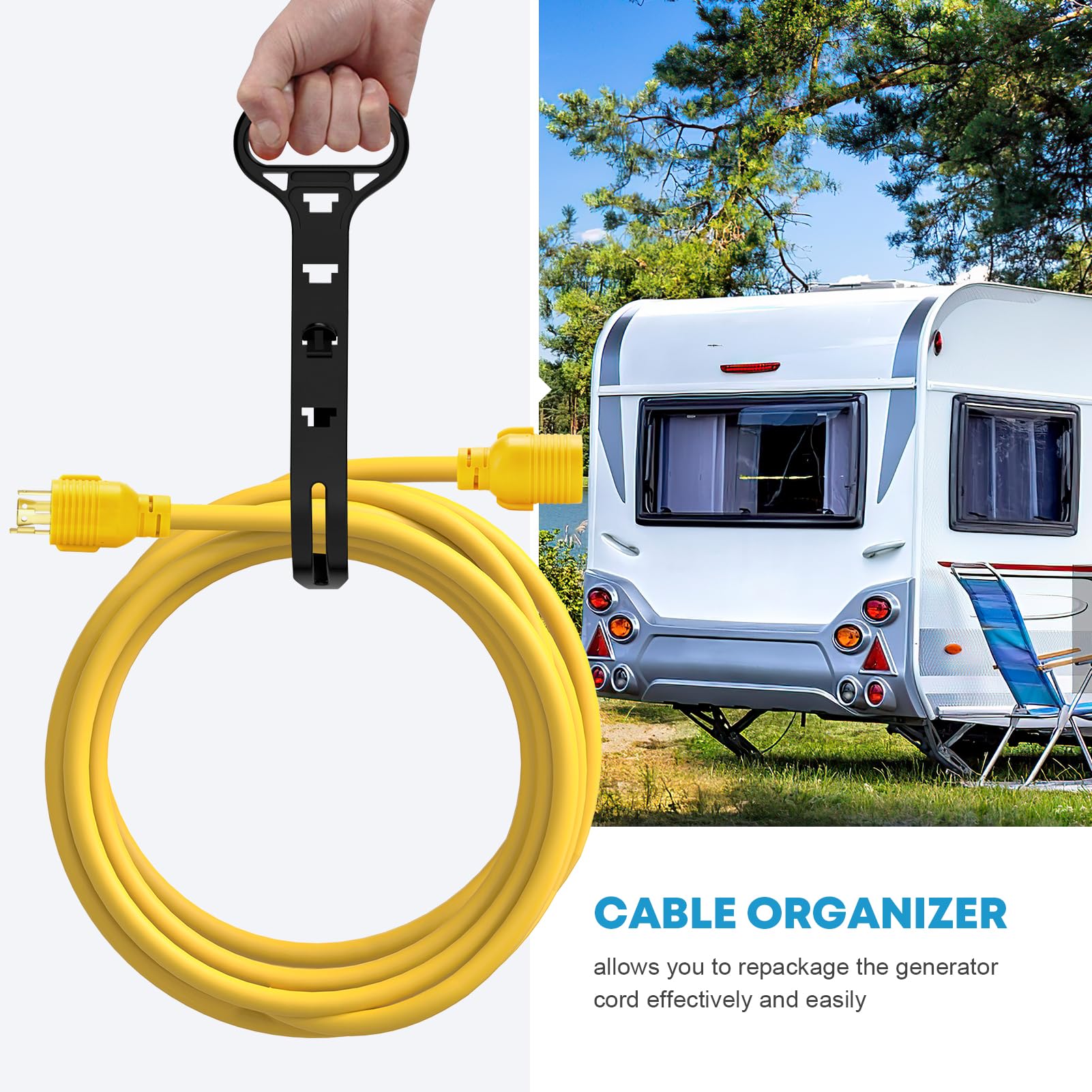 Kohree cable organizer storage showing tidy coil for easier transport and longer cord life