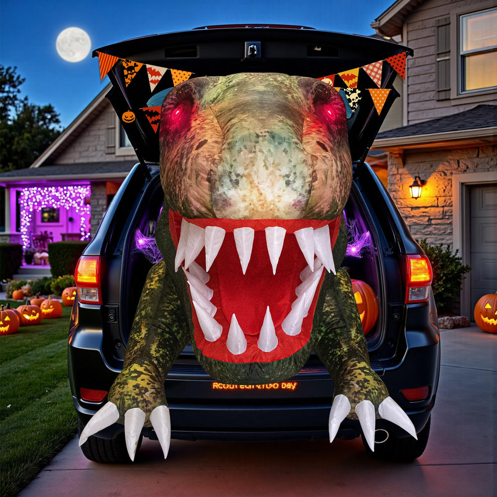 KOITHE dinosaur next to car to show 3.8-foot size and scale