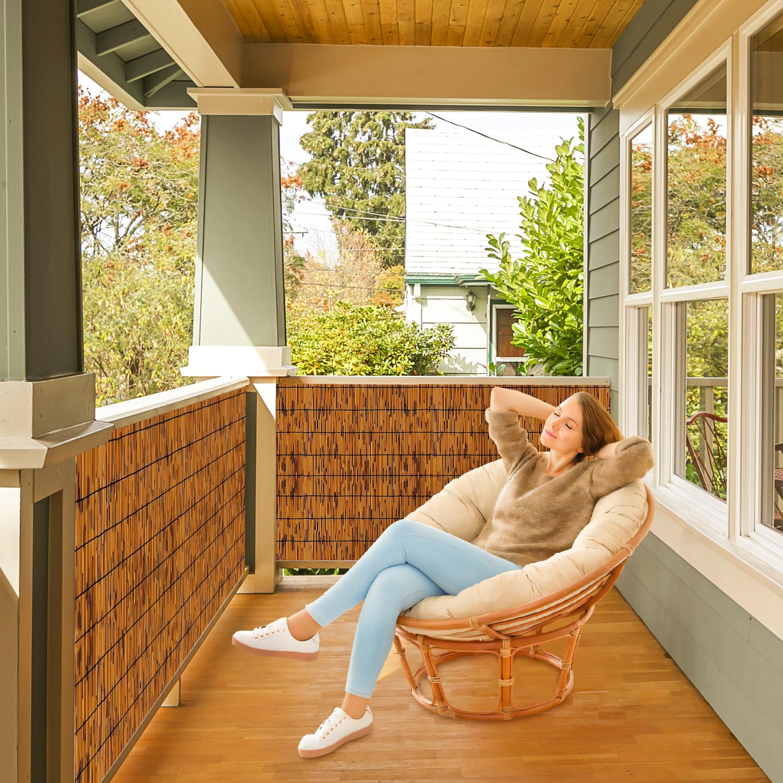 KOIUEYW installed on balcony enhancing privacy and airflow