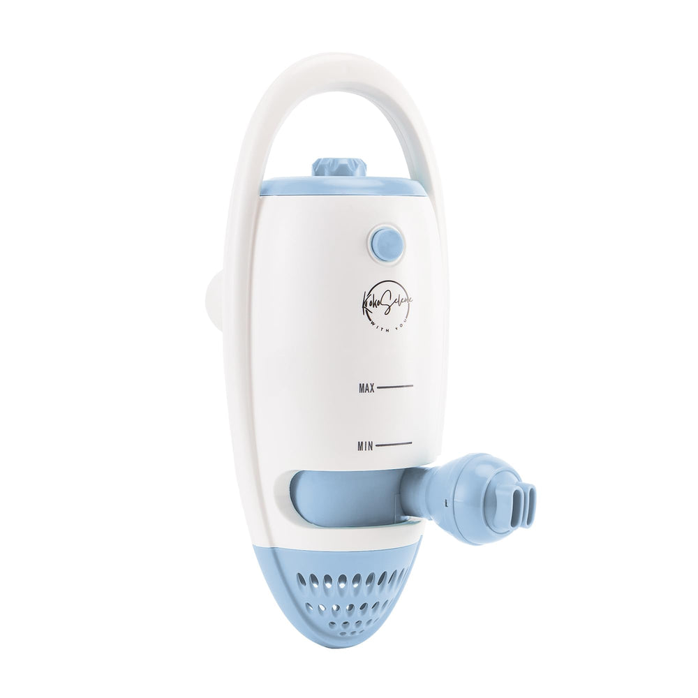 KokoSelene front view showing blue portable jet unit and control benefit: easy install