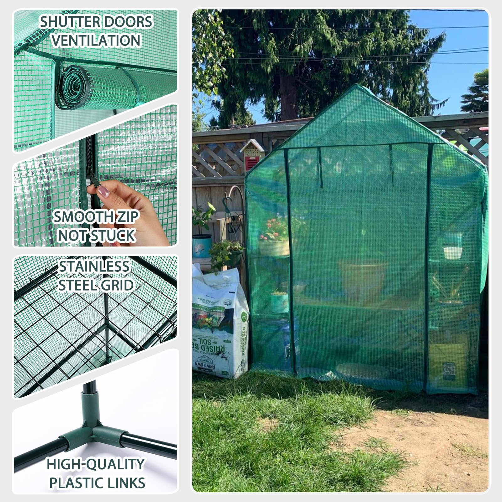 KOKSRY zippered door open for easy access and ventilation benefit