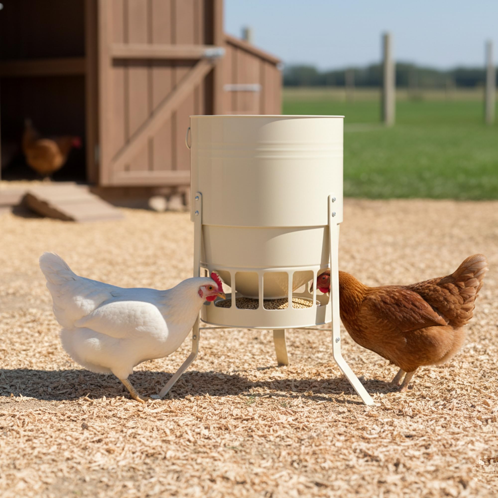 KOL feeder with chicks using low-profile ports demonstrating safe accessible feeding