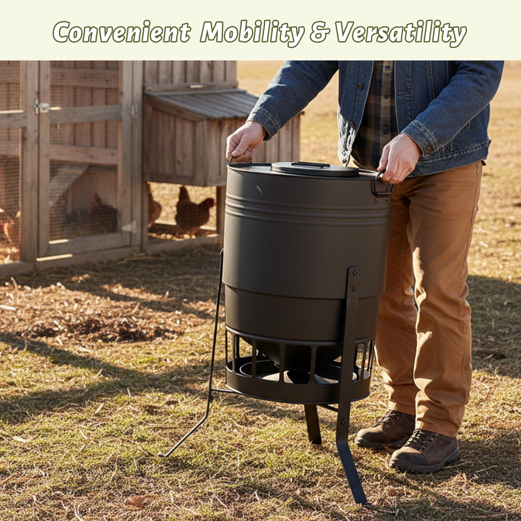 KOL feeder filled to 50lb capacity, fewer refills save time for keepers