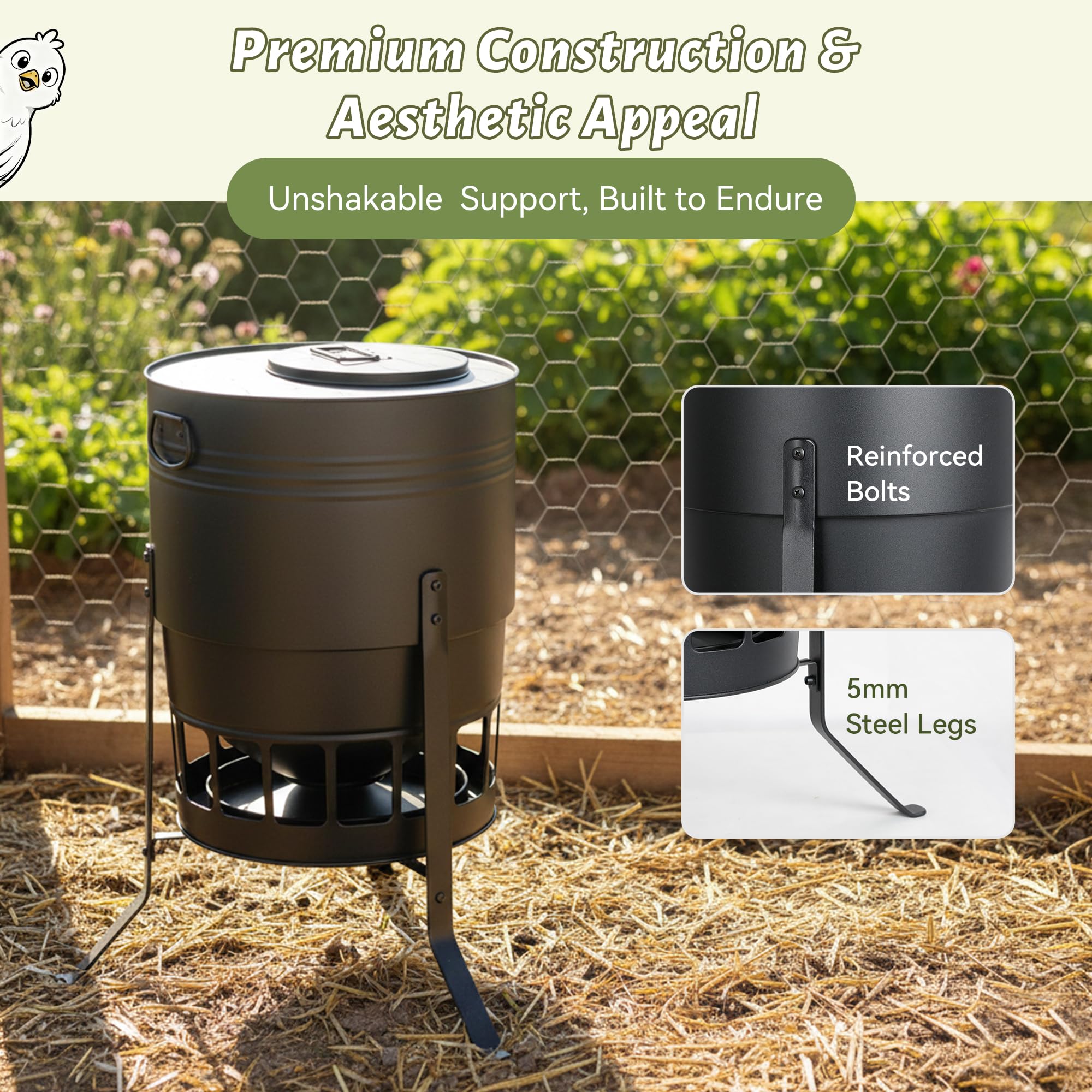 KOL feeder with lid open for refill, easy refill and quick cleaning benefit