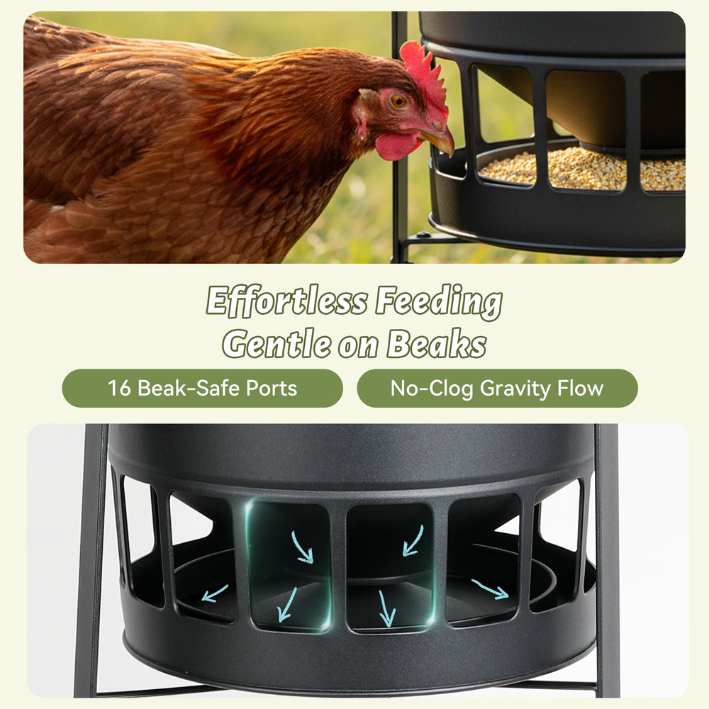 close-up of KOL feeder smooth-edged port, protects chicks from scrapes