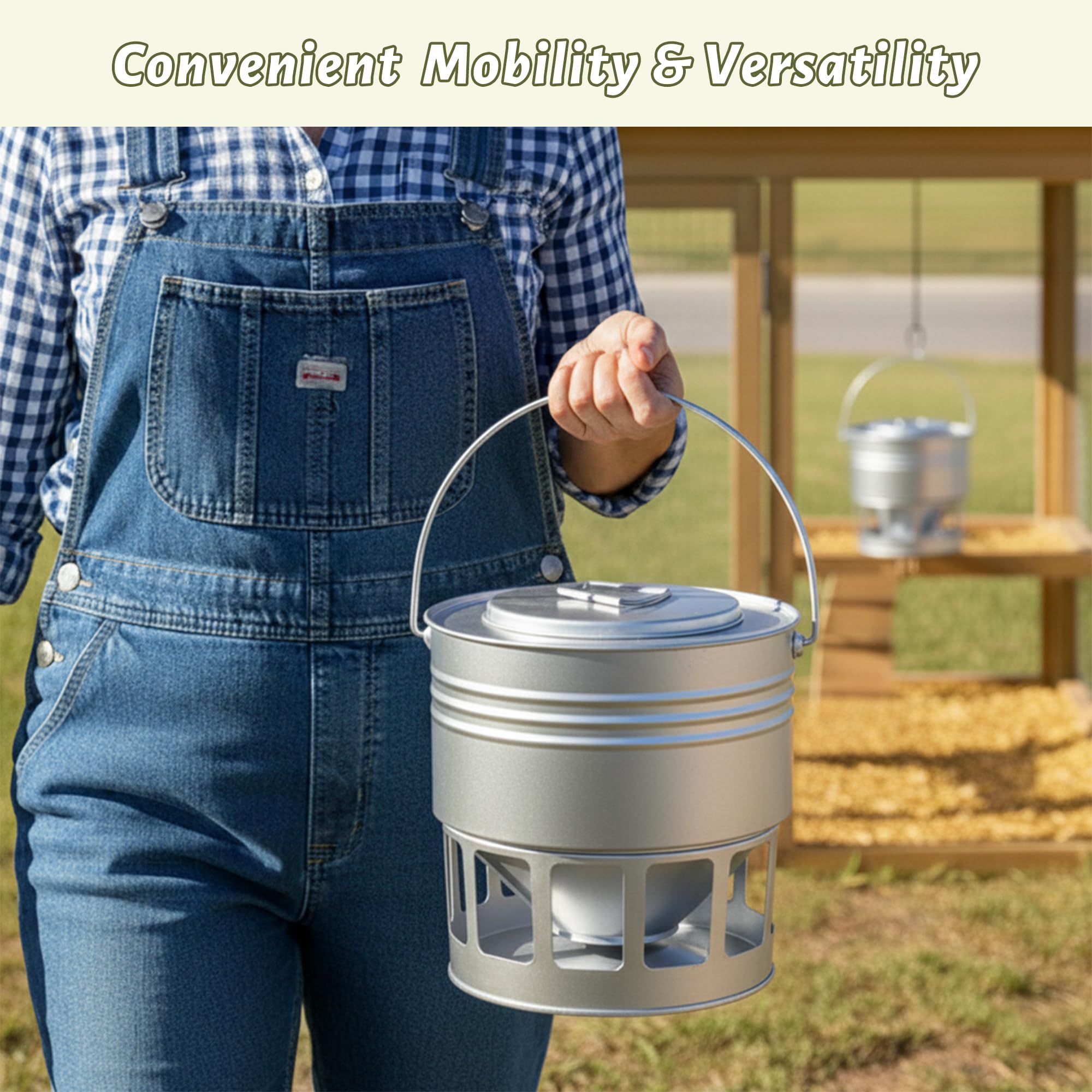 KOL feeder next to a bucket for scale to show 20lb capacity