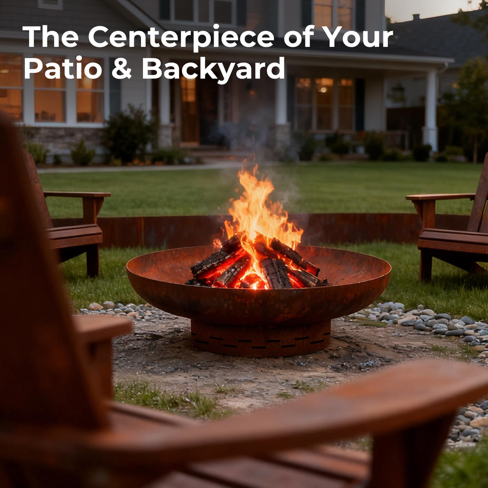 KOL lifestyle backyard scene with friends around fire pit benefit: inviting outdoor focal point