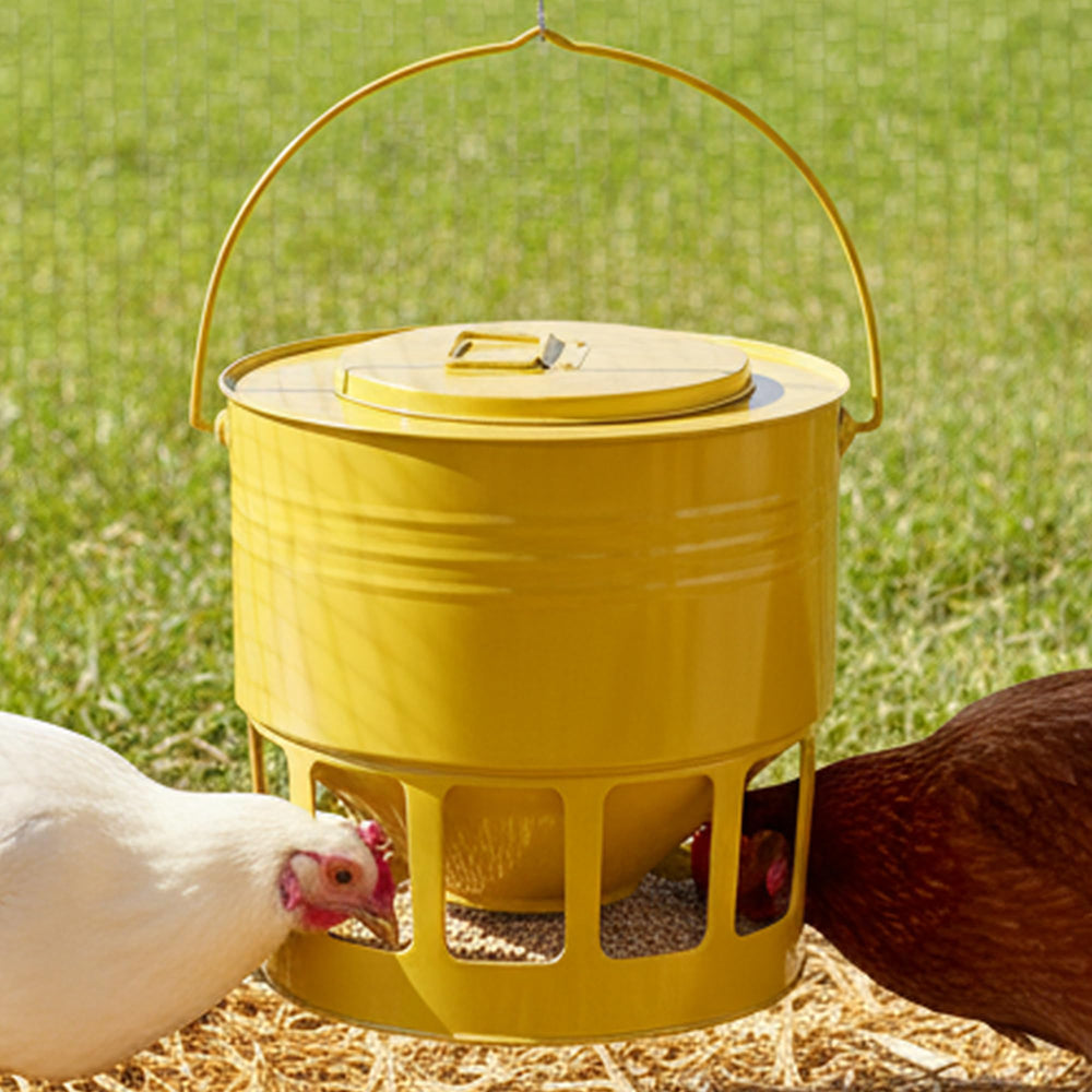 KOL front view of hanging feeder showing large capacity and clean feed access