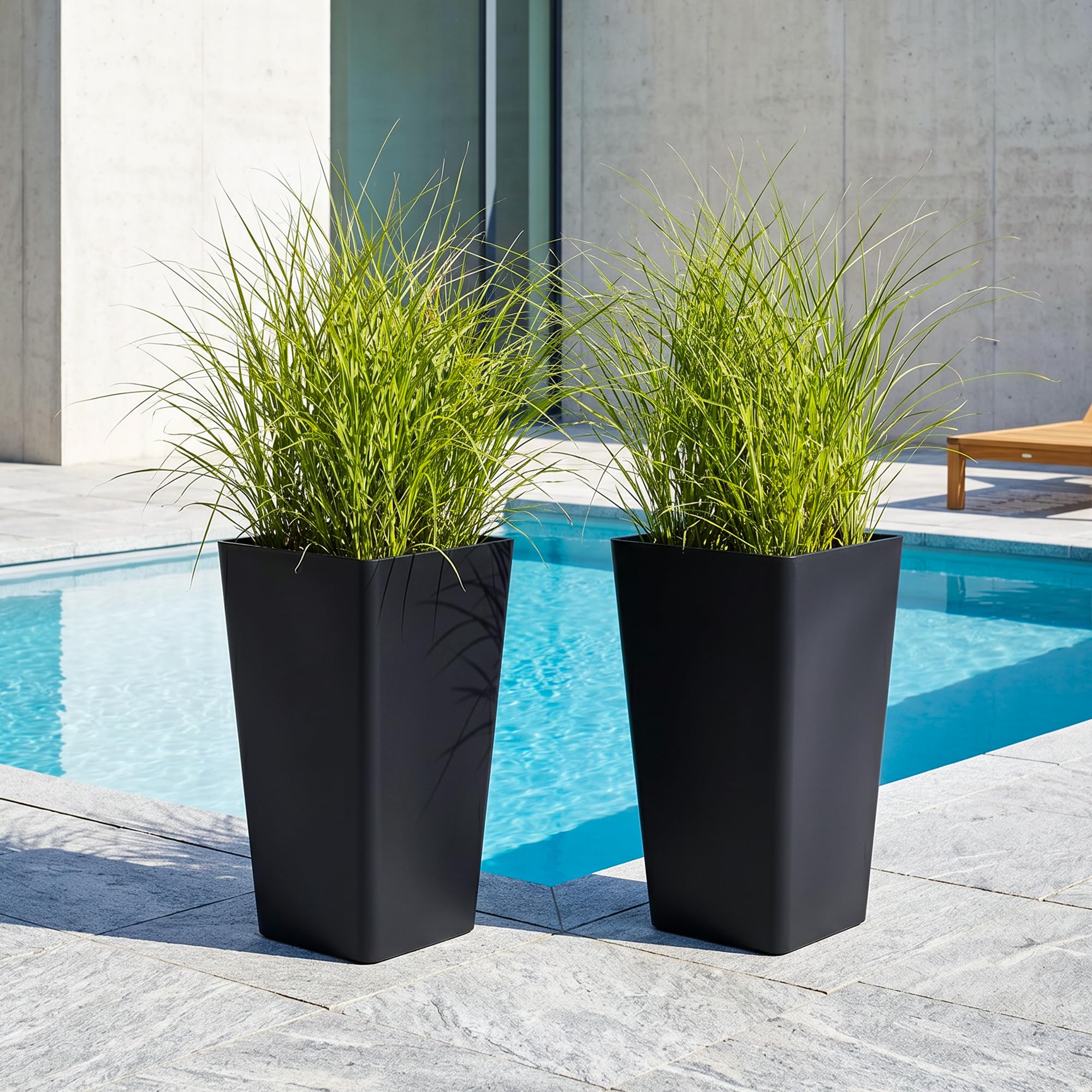 KOL planter with plants on front porch showing stylish outdoor display