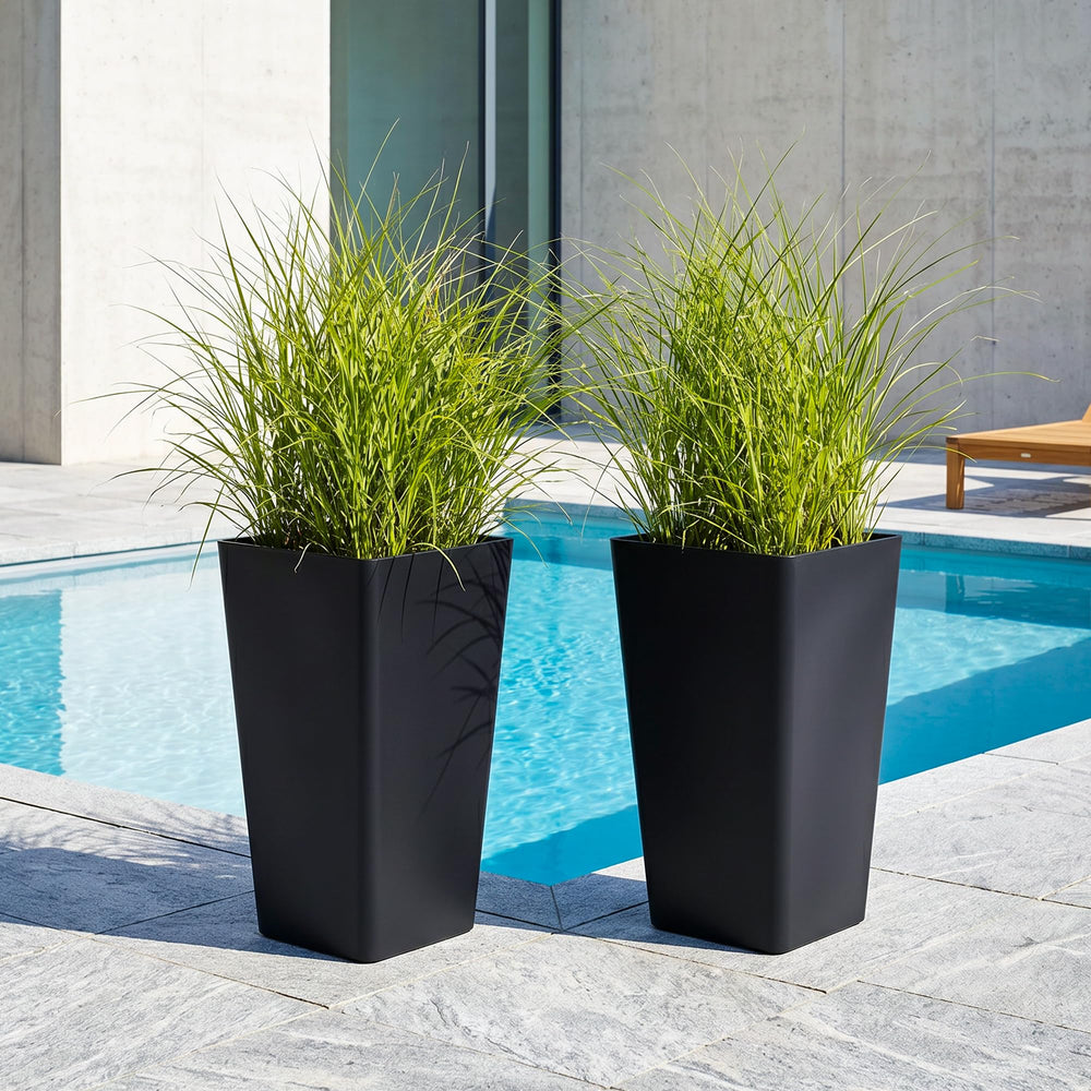 KOL planter with plants on front porch showing stylish outdoor display
