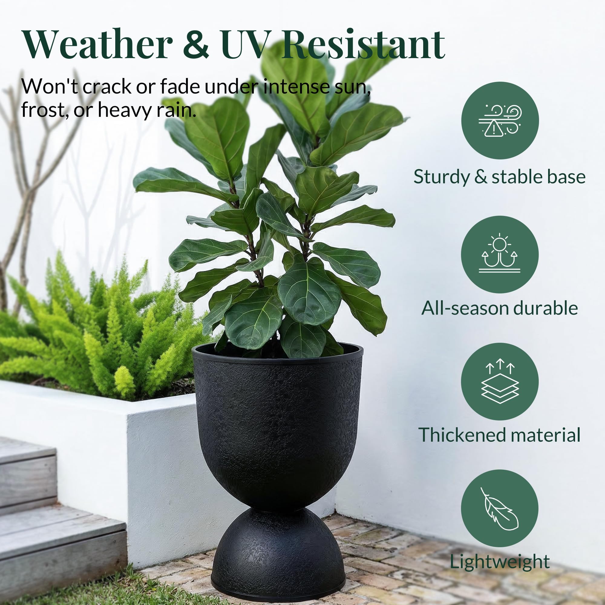 KOL planter twist-on base assembly demonstrating quick tool-free setup