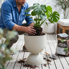KOL planter close-up showing plastic texture and durable weather-resistant finish
