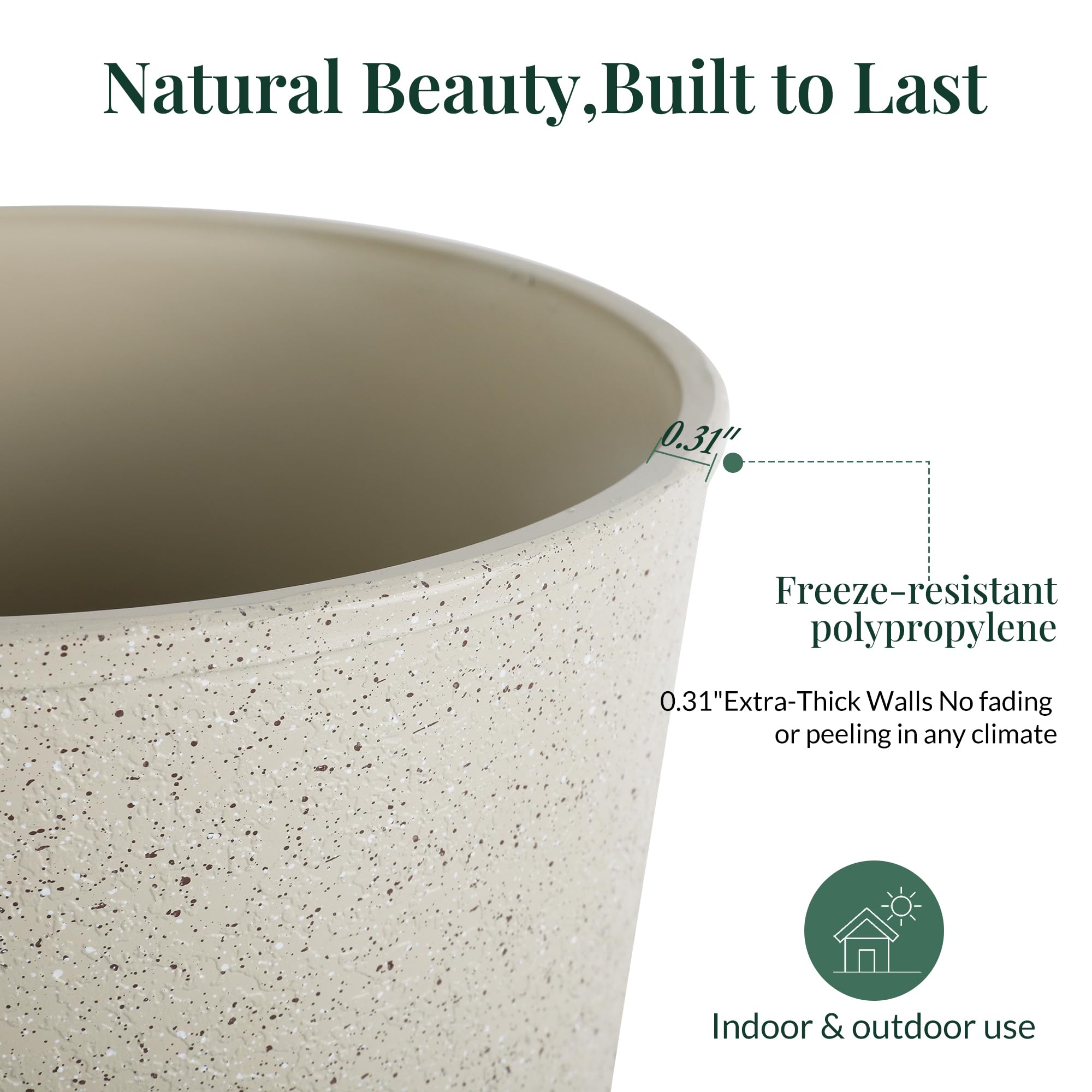 KOL planter with greenery on porch offering weather-resistant outdoor style