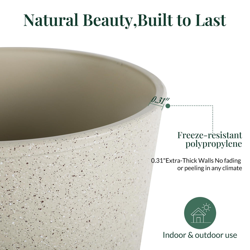 KOL planter with greenery on porch offering weather-resistant outdoor style