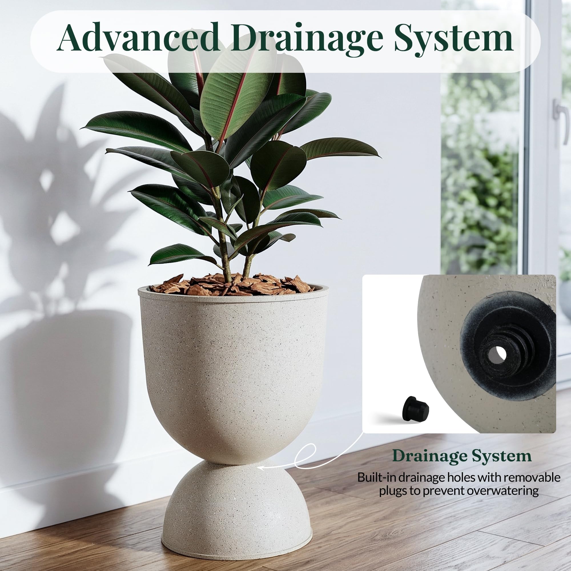 KOL planter on porch filled with greenery showing attractive outdoor styling