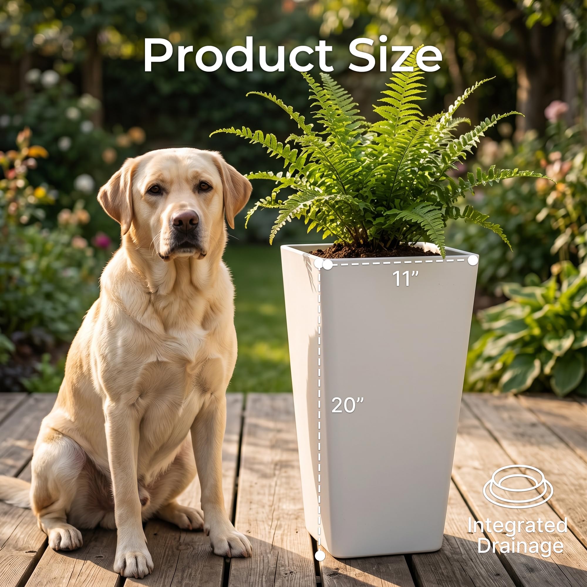 KOL planter with large plant on porch illustrating stylish outdoor display and stability