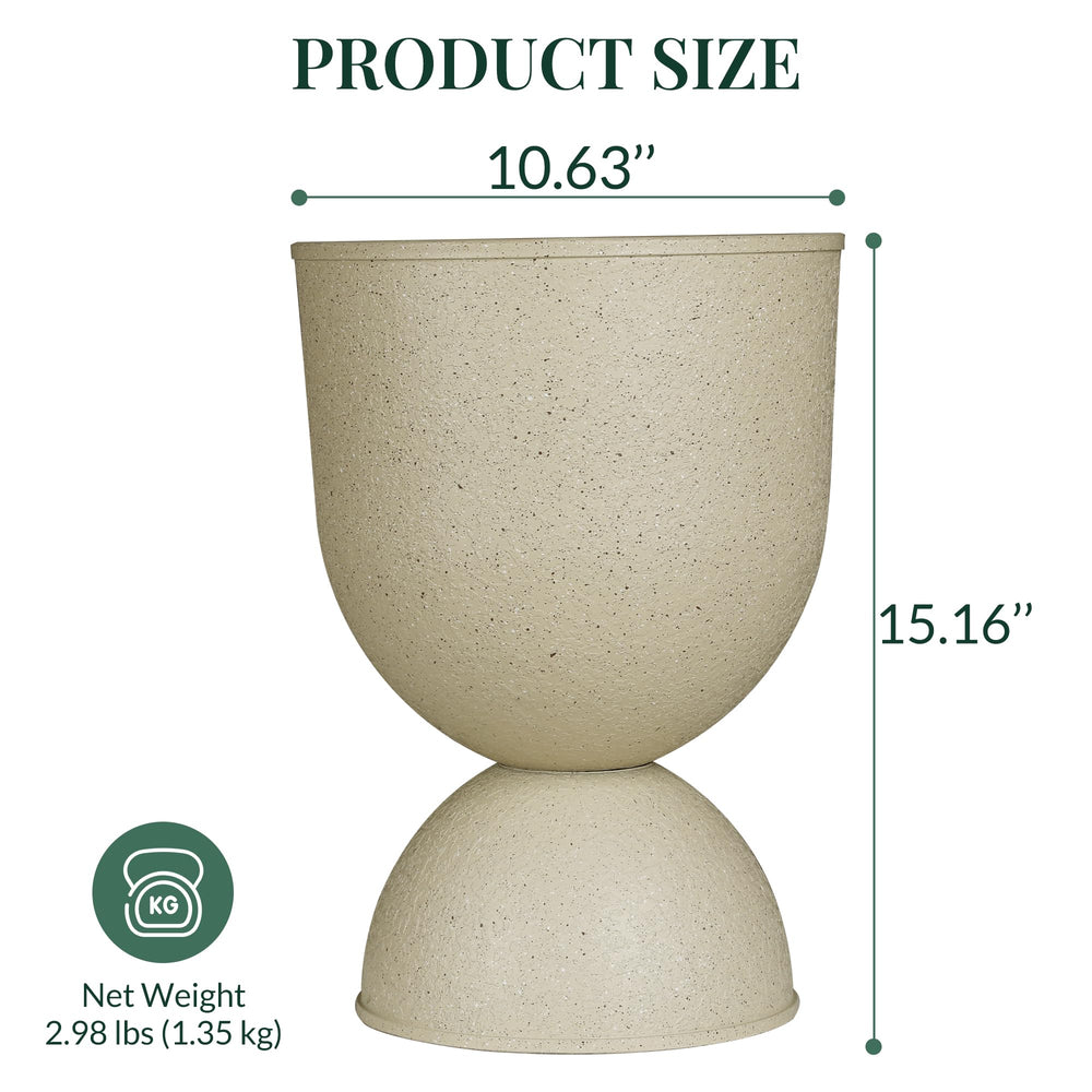 KOL planter beside a foot for size comparison and lightweight ease