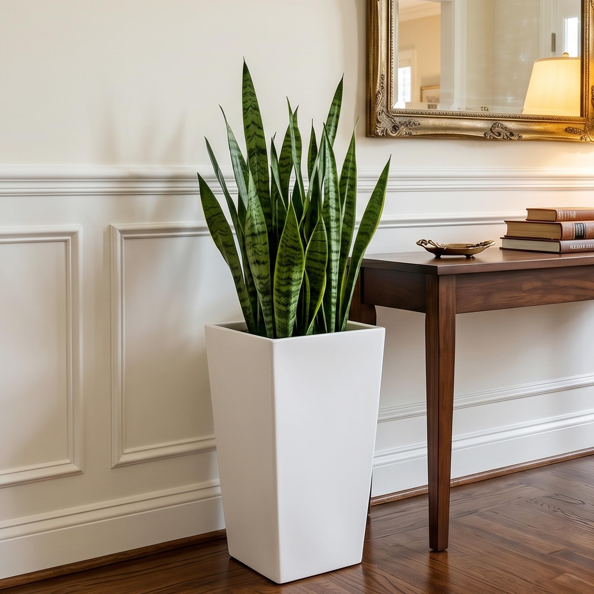 KOL planter next to chair for size comparison showing 20-inch height scale
