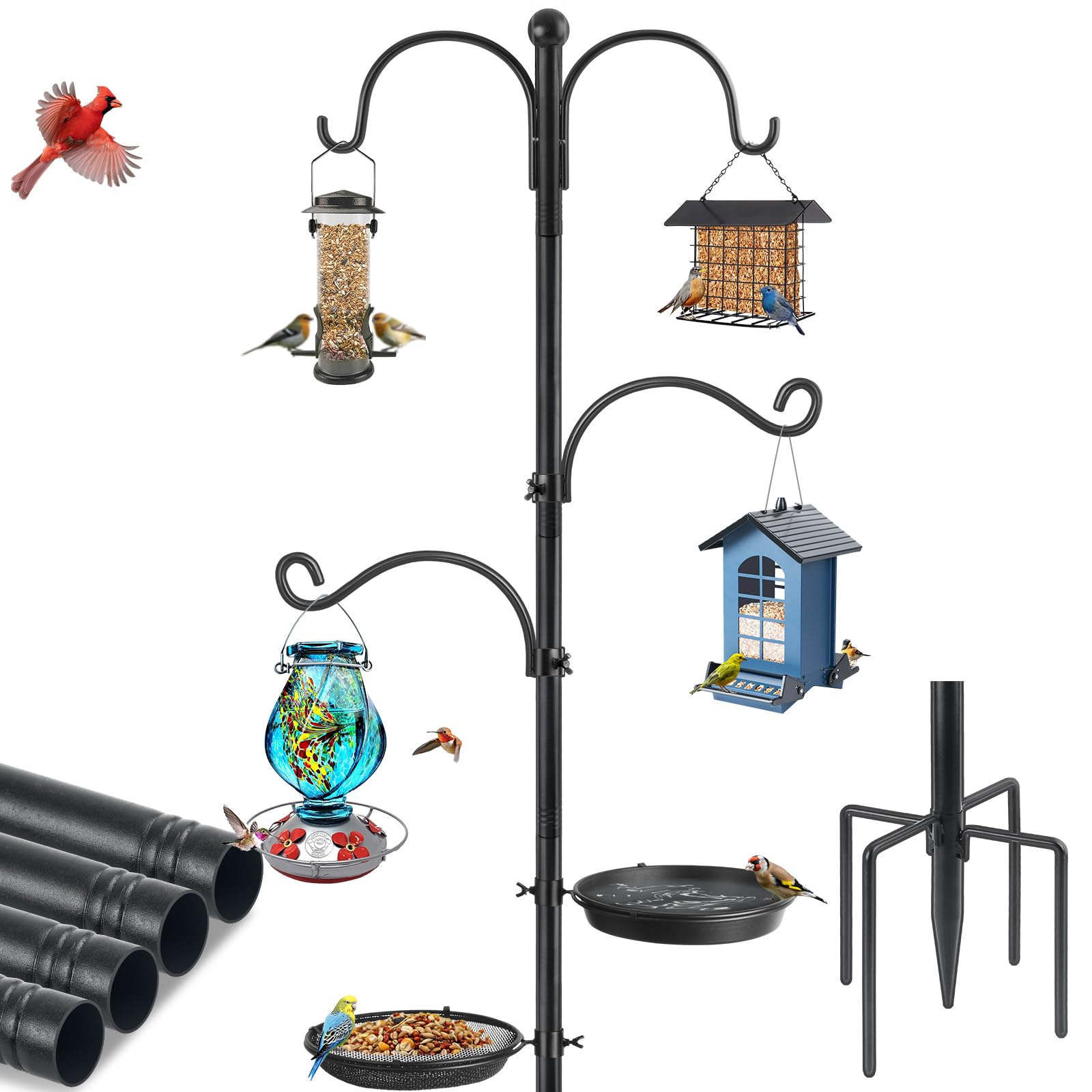 KOLAKO full feeder pole installed in yard, attracts more birds