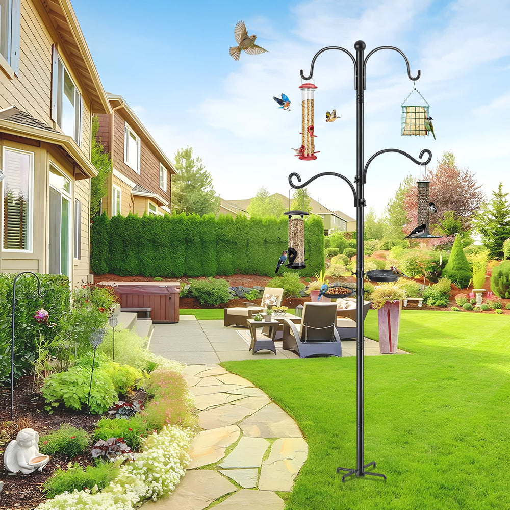 KOLAKO multiple feeders hanging in backyard, creates lively bird activity