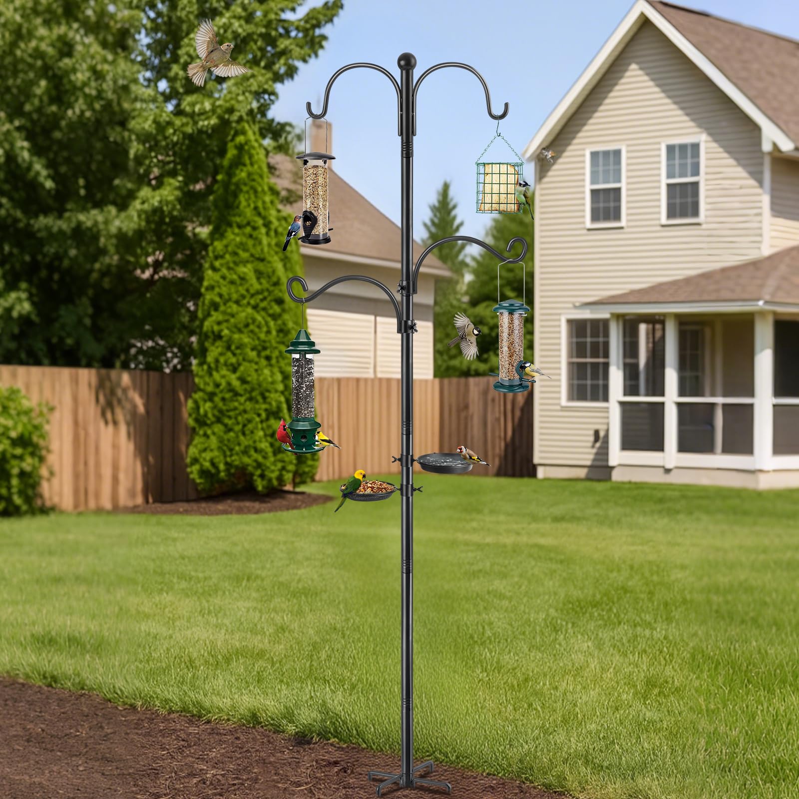 KOLAKO five-prong base anchored in soil, provides strong wind stability