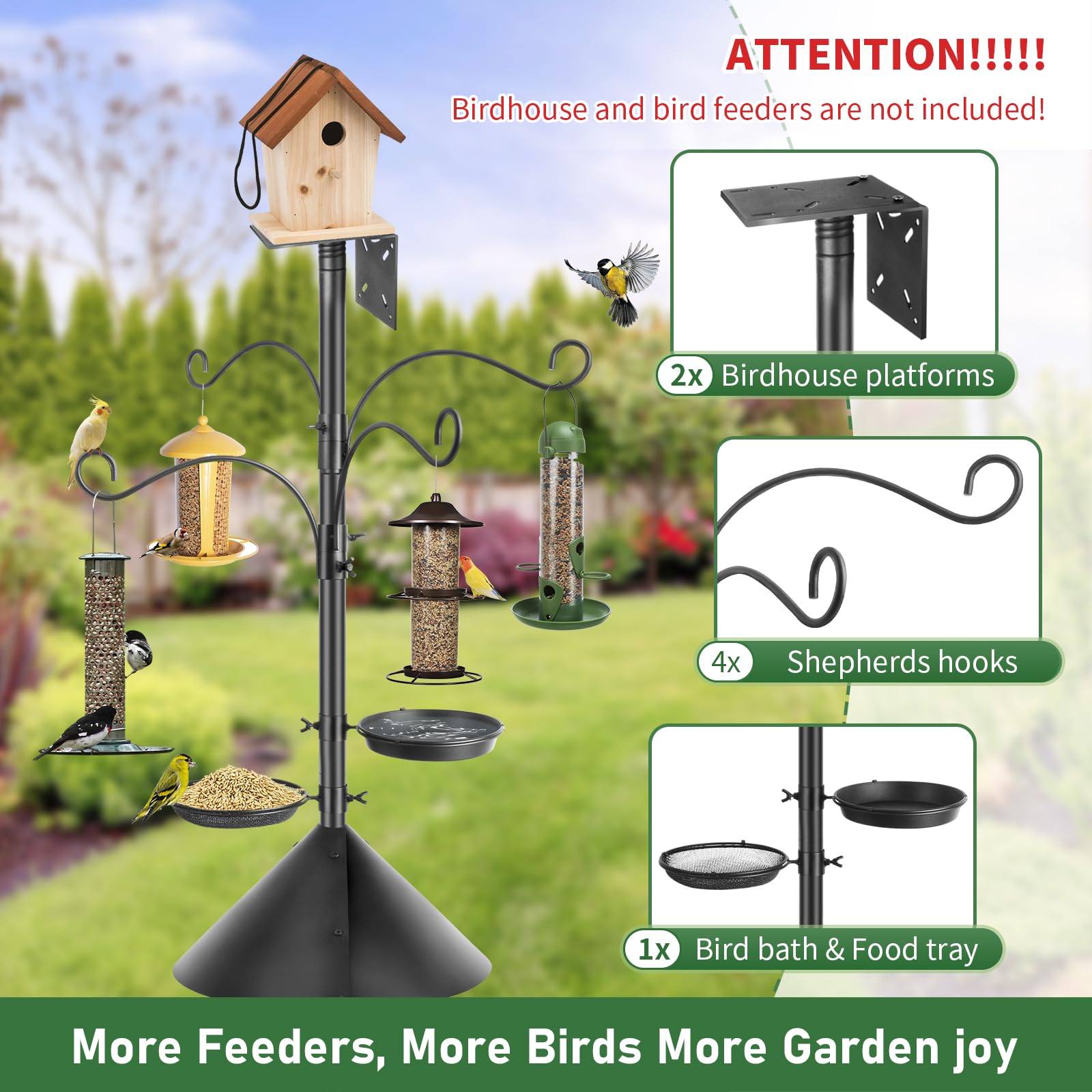 KOLAKO metal water bowl attached to pole, provides clean water for backyard birds