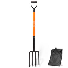 KOLEIYA front view of 4-tine garden fork showing robust head and handle for durability
