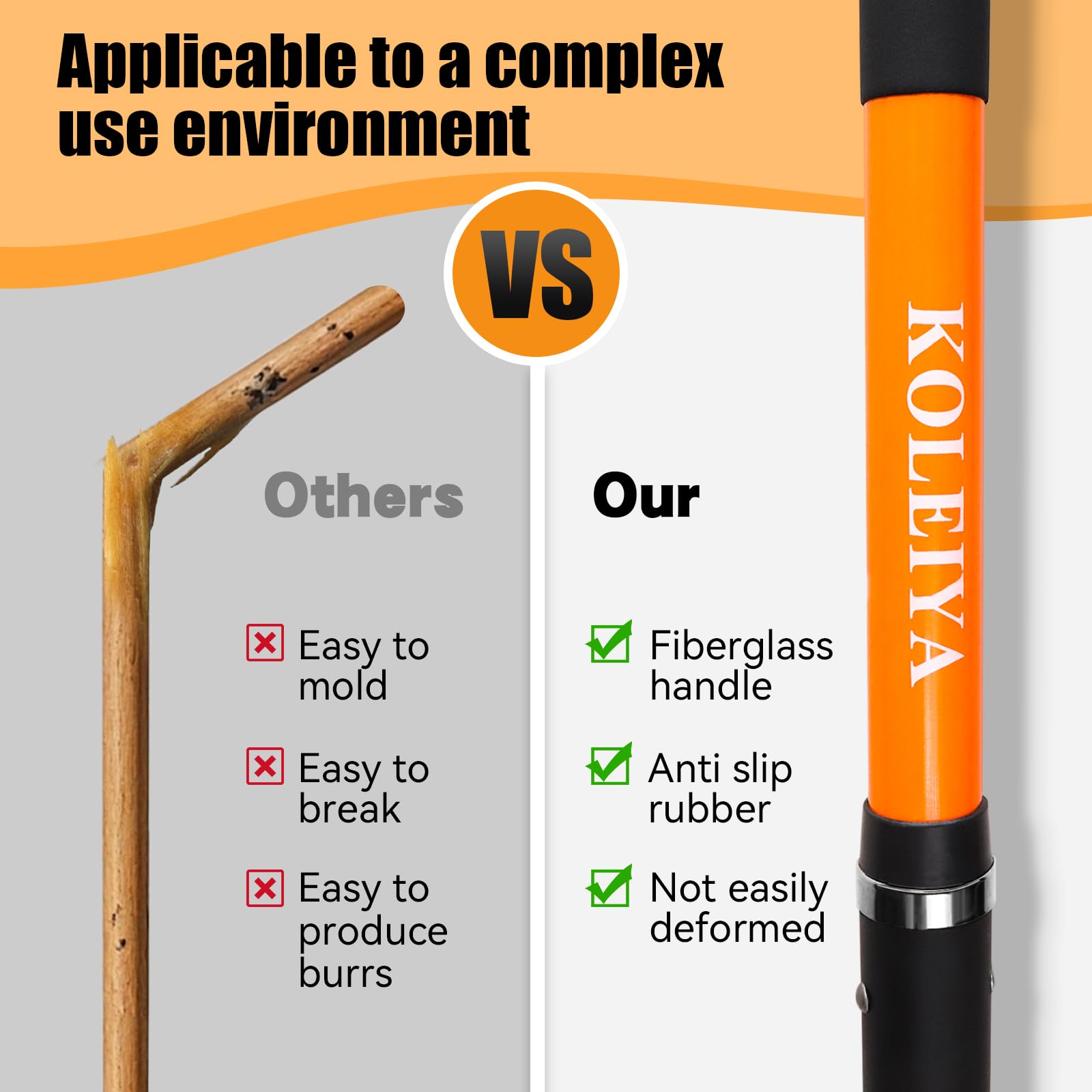 KOLEIYA handle grip texture close-up offering anti-slip comfort and hand protection