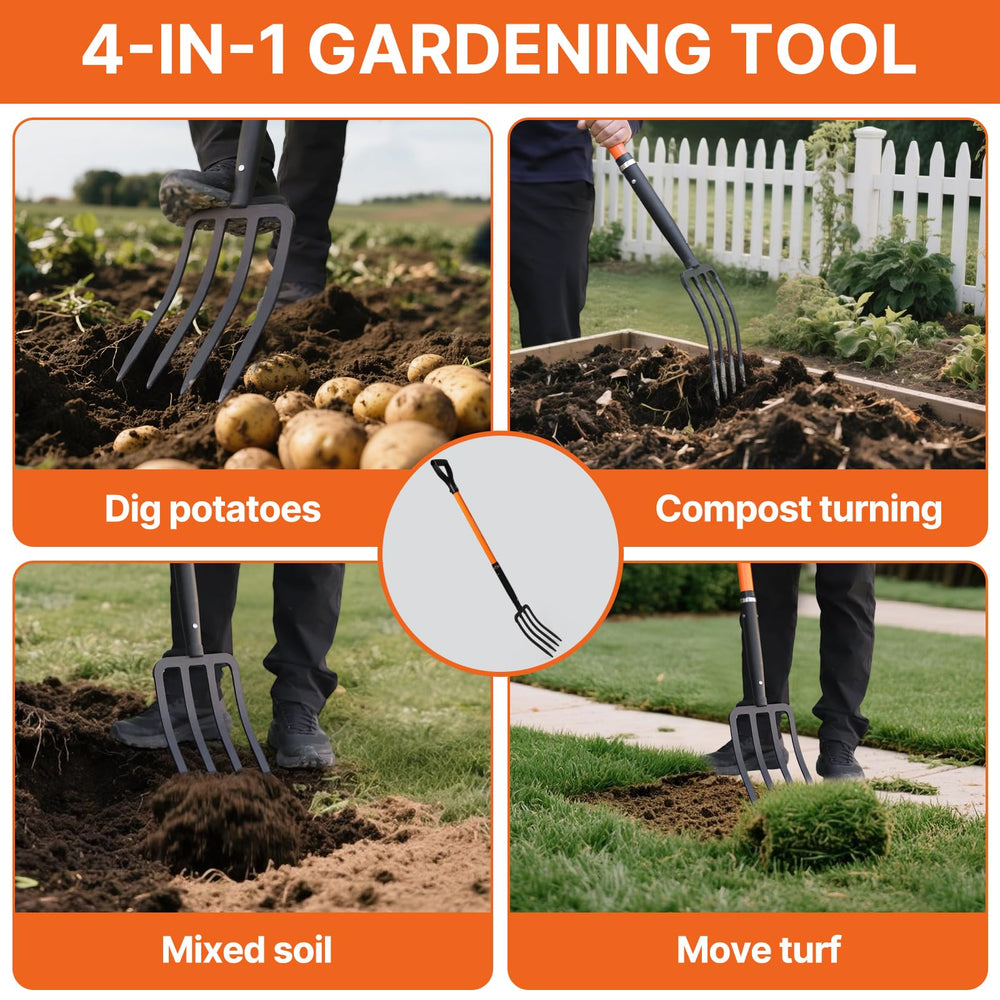 KOLEIYA fork in use turning compost efficiently for faster decomposition