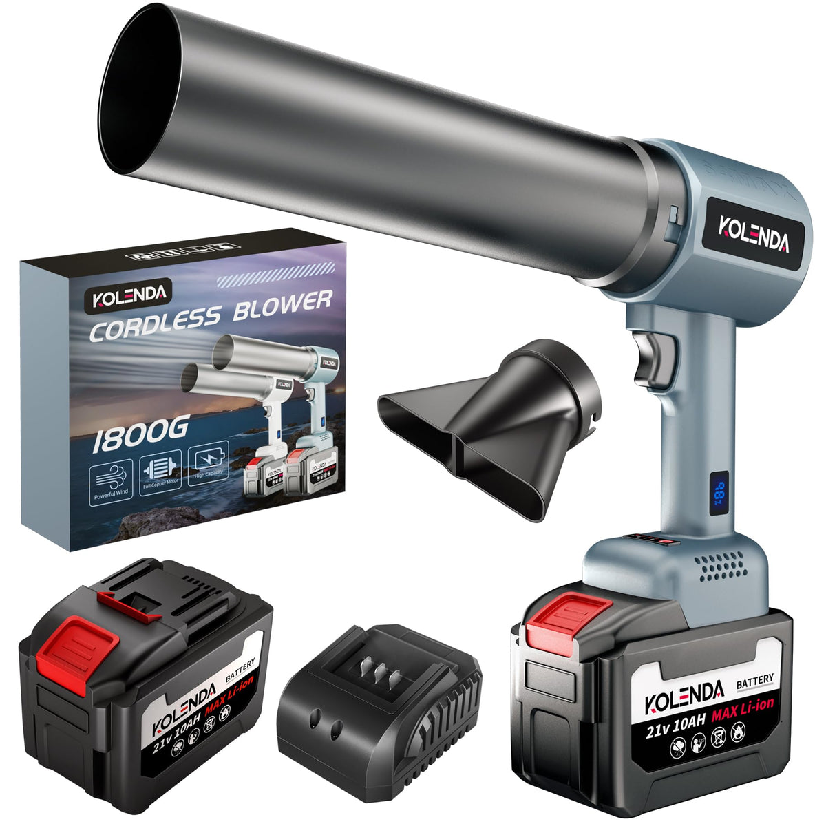 KOLENDA front view of blower showing ergonomic design and portability benefit