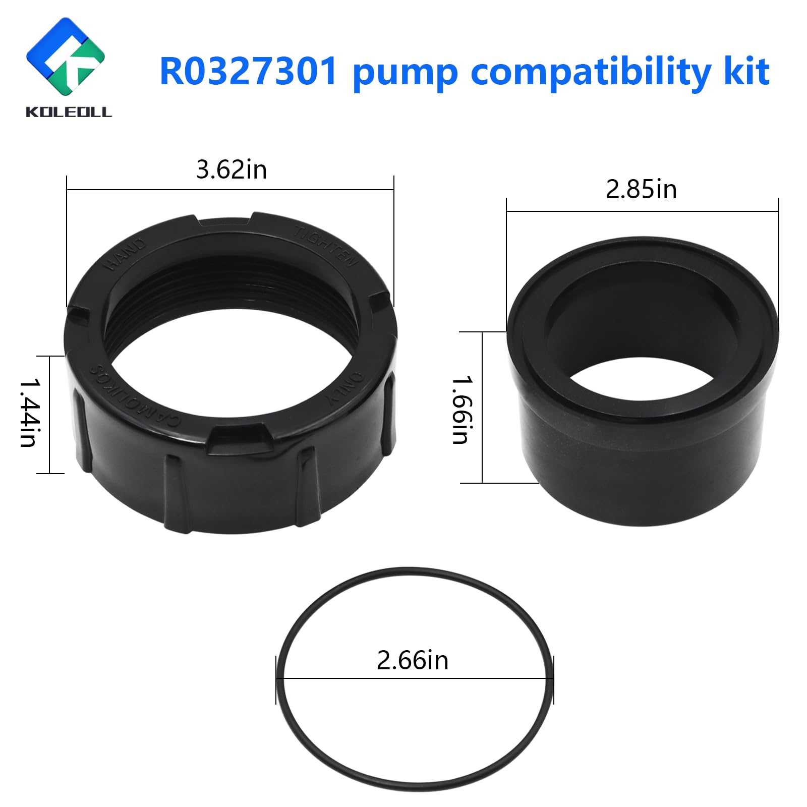 KOLEOLL close-up of 2-inch tailpiece and O-ring highlighting corrosion resistance