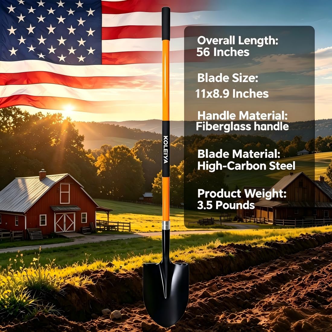 KOLEIYA shovel digging compacted soil showing efficient penetration benefit