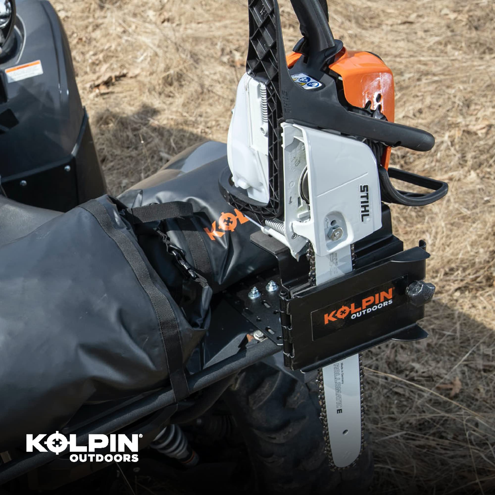 Kolpin included hardware laid out showing U-bolts and nylock nuts for mount installation