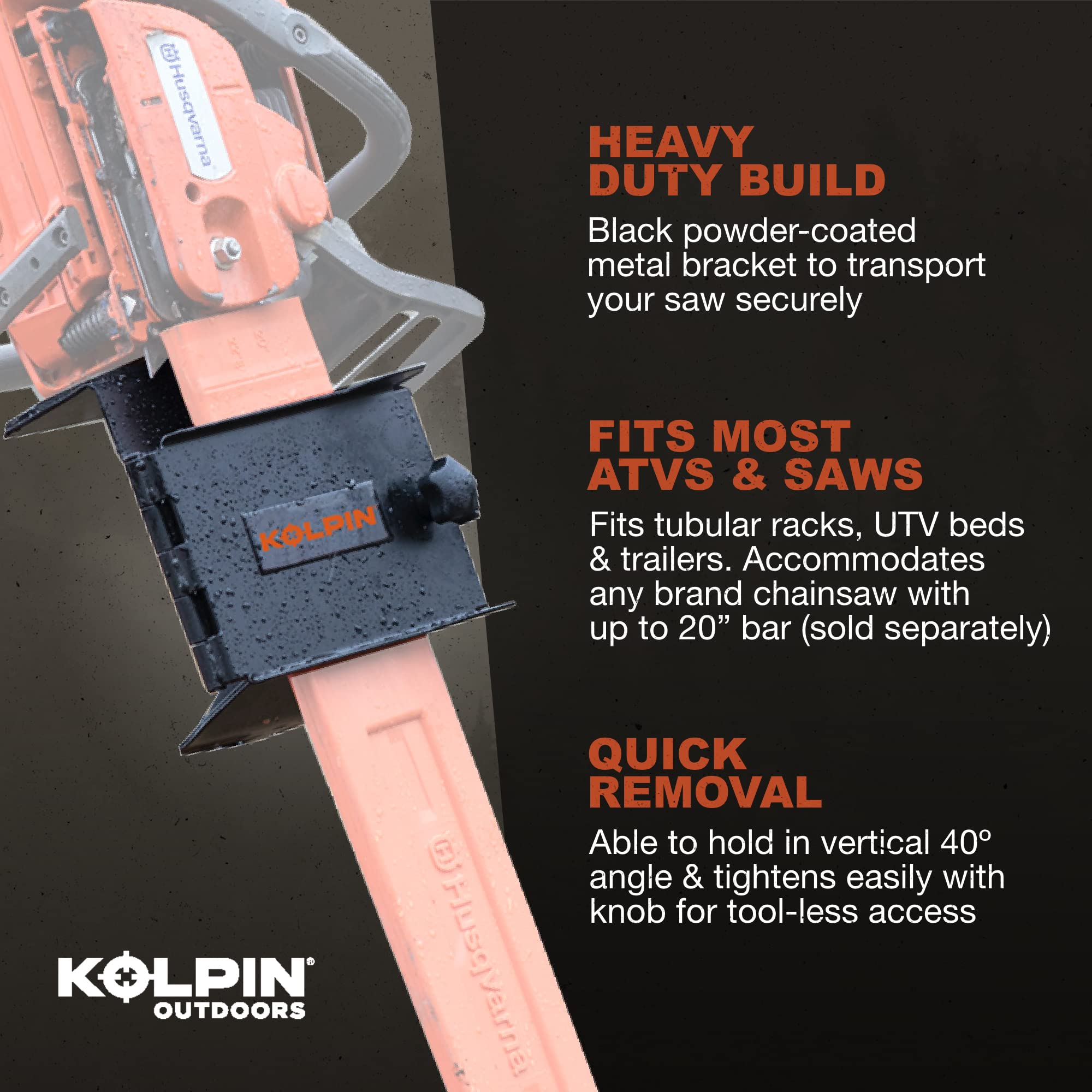 Kolpin mounted on ATV rack demonstrating stable transport during trail riding