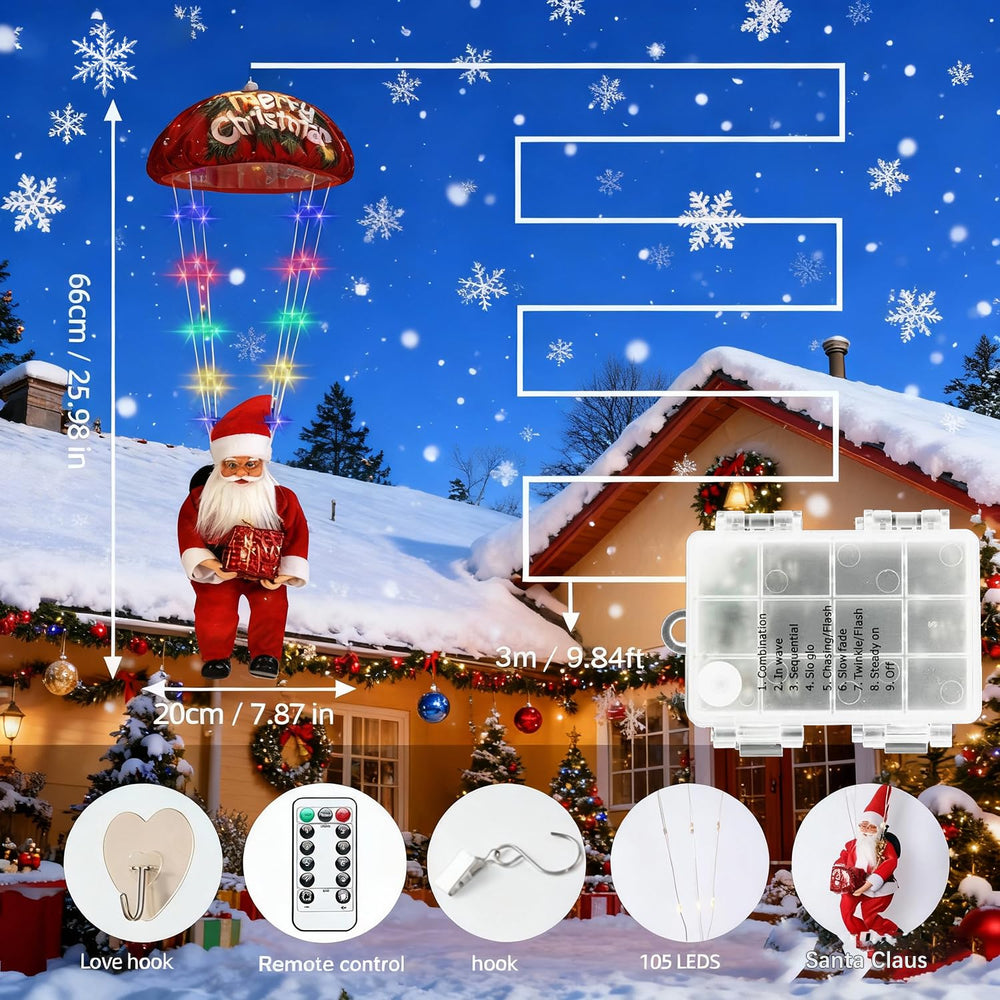 KOMILIFT close-up of parachute fabric and Santa details for visual appeal