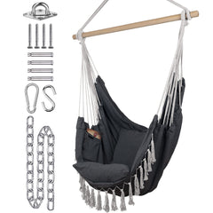 Komorebi hammock chair front view showing roomy seat and relaxed style benefit