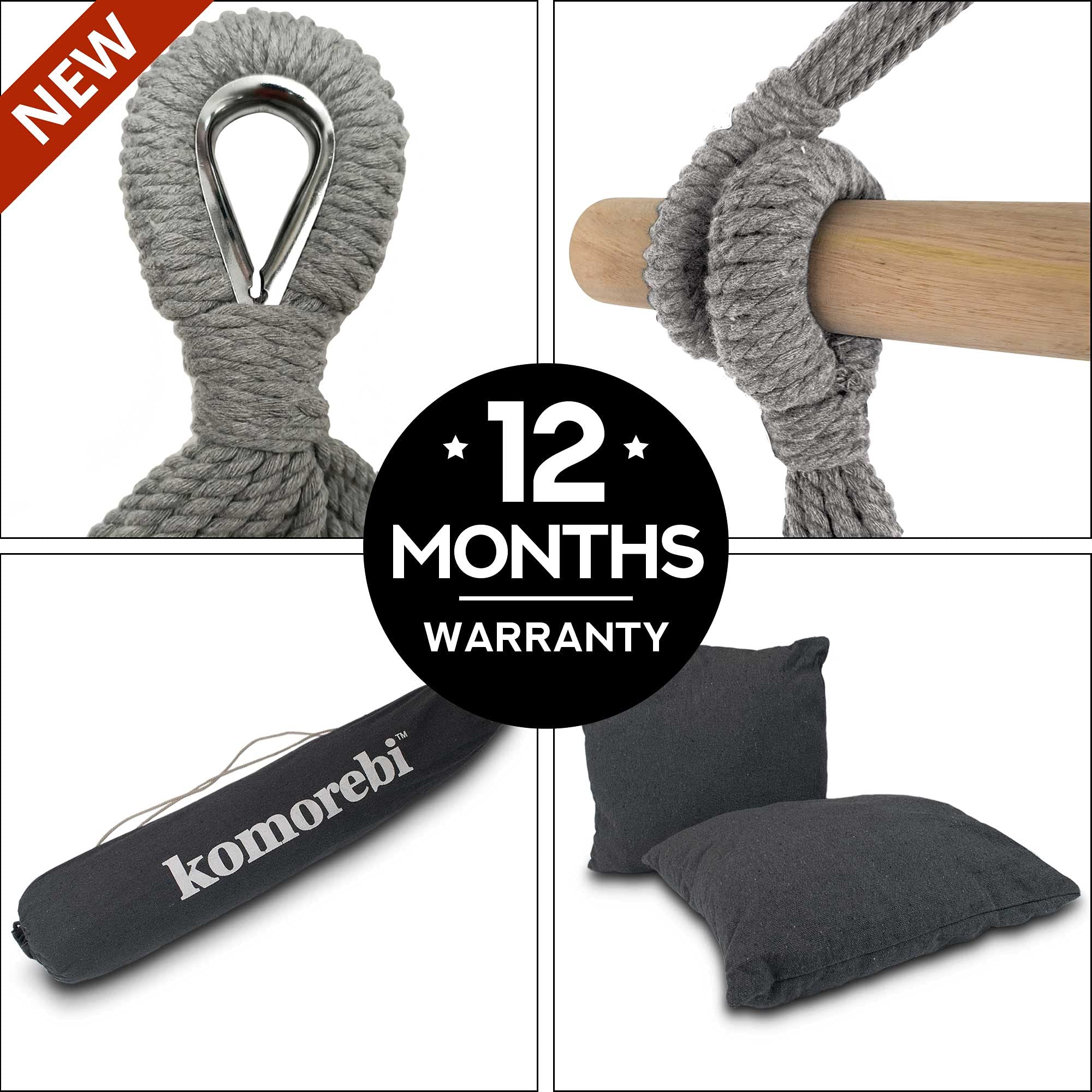 Komorebi hammock chair hanging on a porch showcasing outdoor relaxation spot