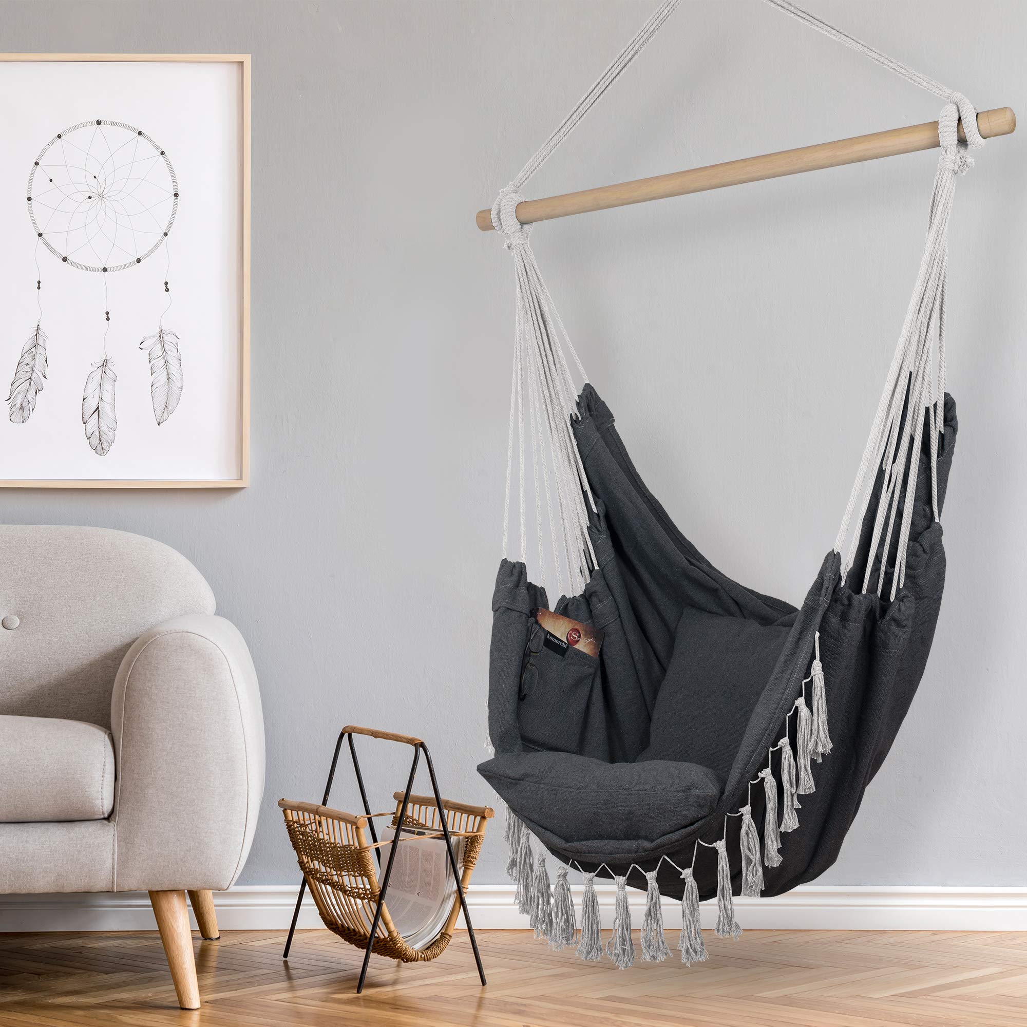 Komorebi folded hammock chair in carry bag for portability and convenient storage