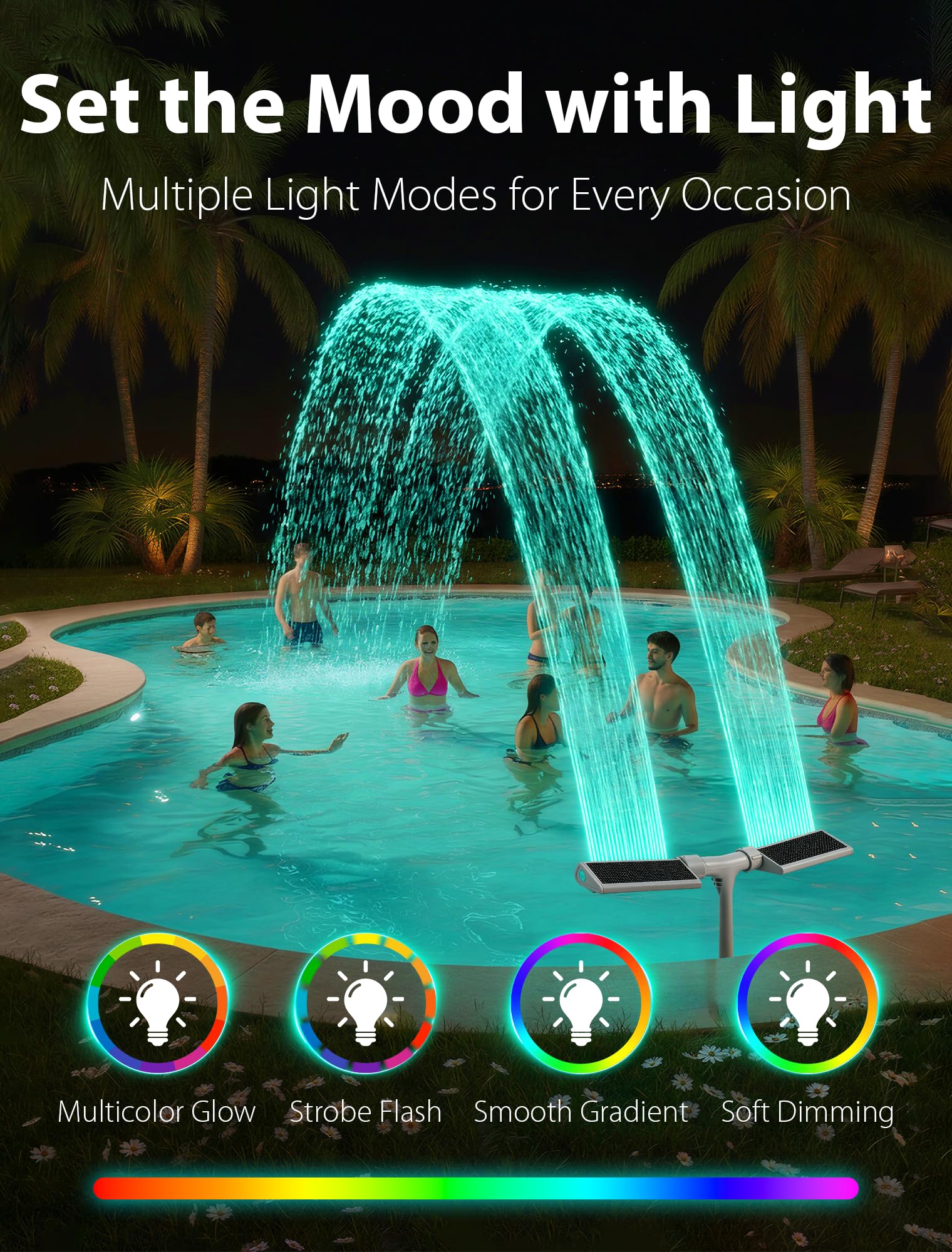 Kompoll LED light diffuser detail for even soft pool illumination