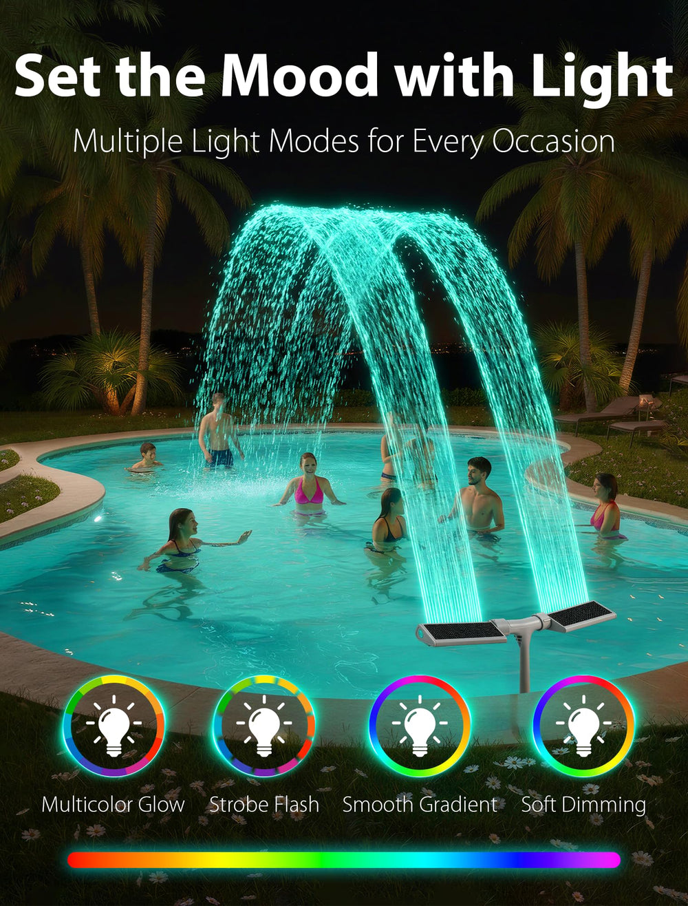 Kompoll LED light diffuser detail for even soft pool illumination