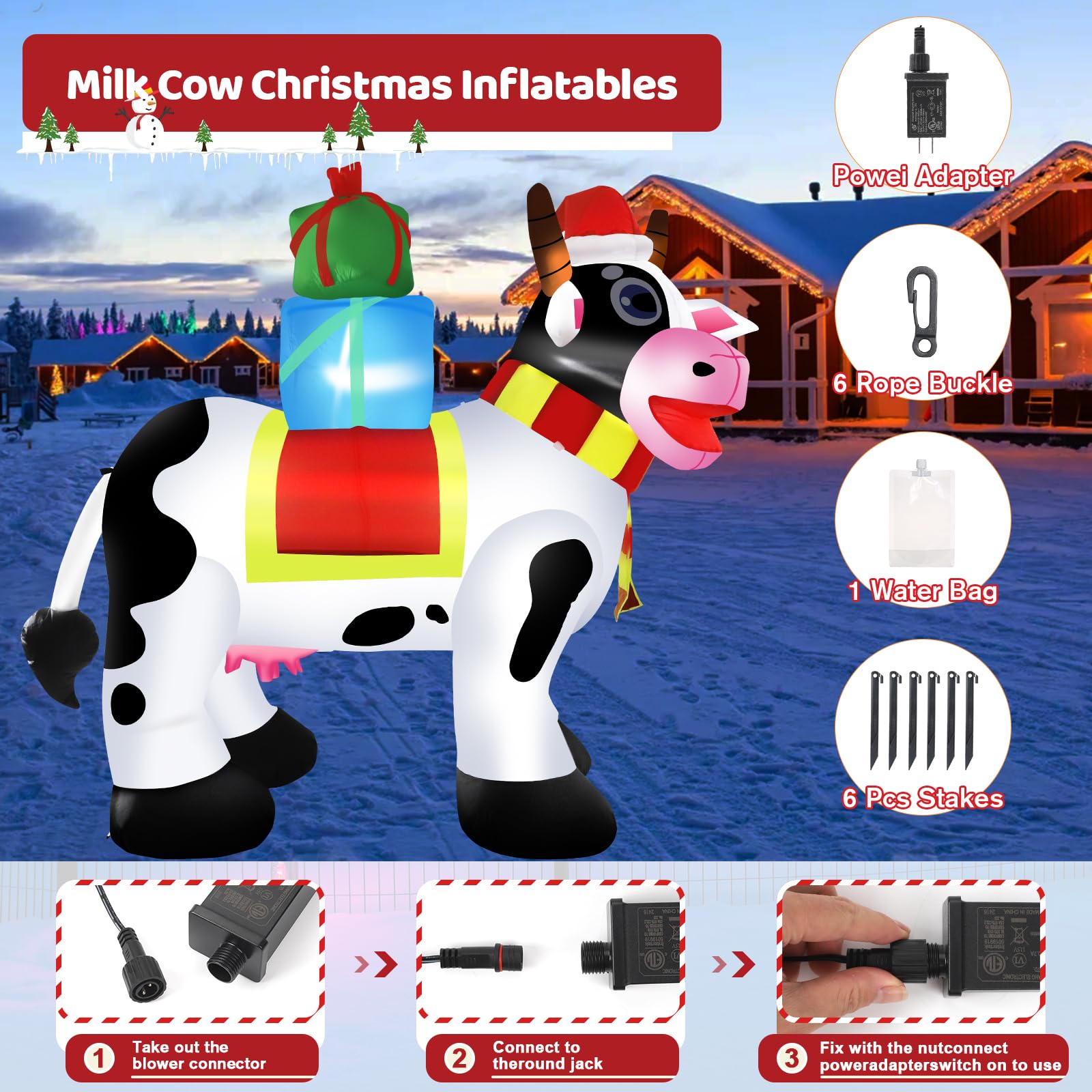 Koncifun milk cow glowing LED illumination for night visibility