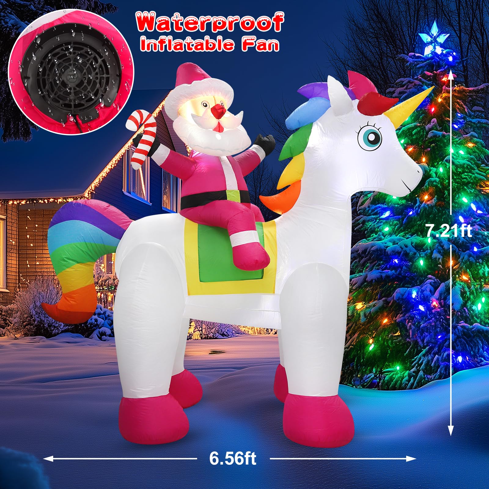 Koncifun blower and 7 ft power cord ready for quick inflation and convenient outdoor reach