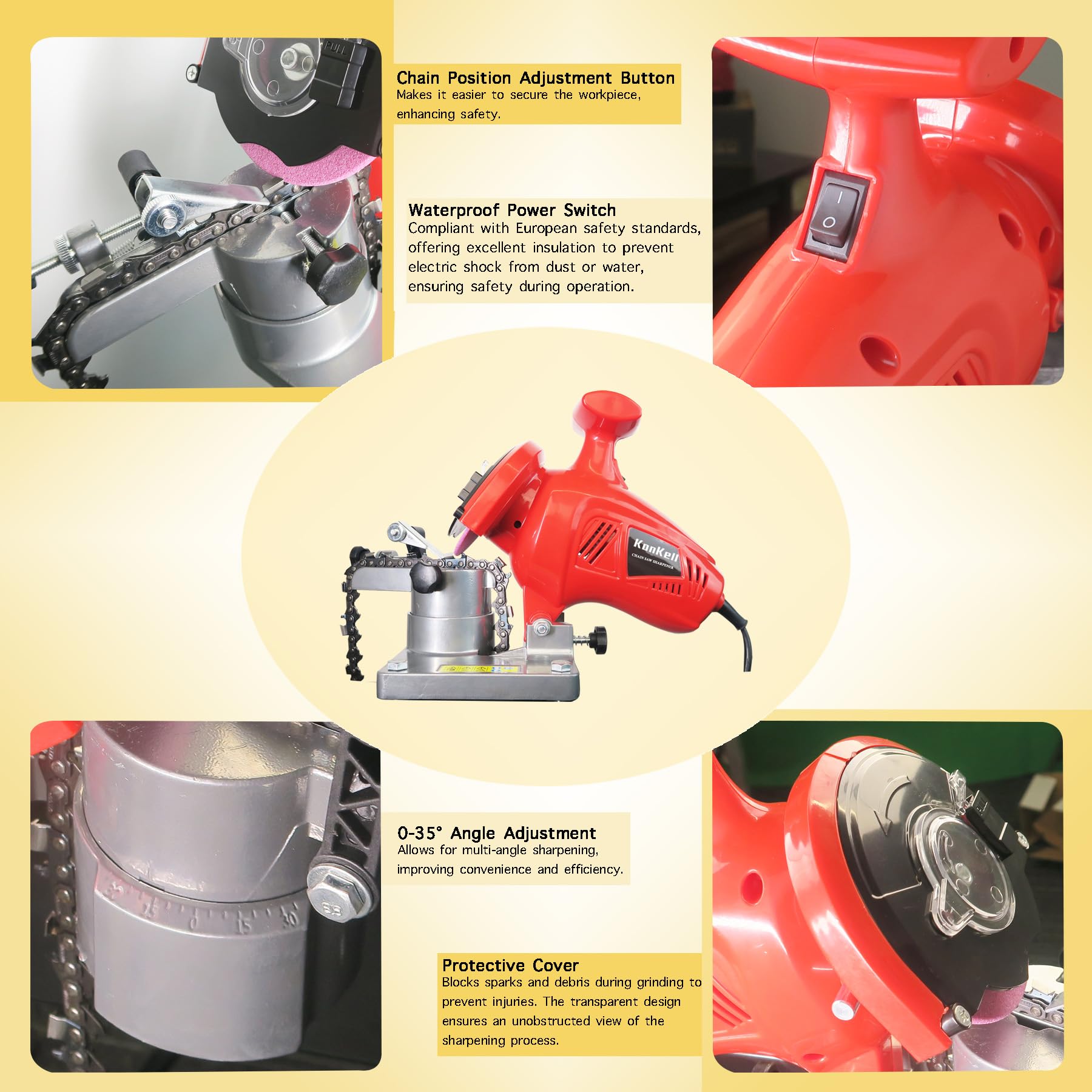 KonKell outdoor setup on a worksite showing mobile sharpening convenience